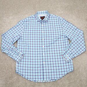 Egara Shirt Mens XL Blue/White Modern Fit Stretch Non Iron Cotton Long Sleeve